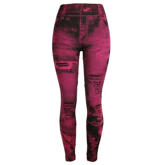 Lroveb Workout Yoga Leggings for Women, Womens Stretch High Waisted Leggings, Jeans Bottom Pants Coloured Hip-up Super Bomb Slim Nine-minute Hot Pink