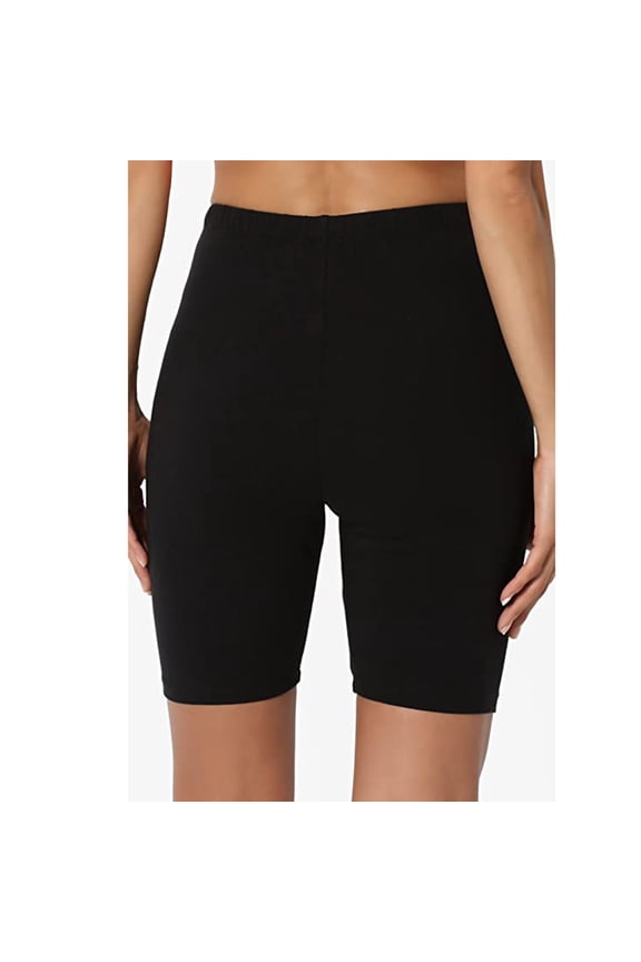 Yoga Shorts for Women, High Waisted Short Leggingsport Solid Mid Thigh Stretch Cotton Span Active Leggings Black
