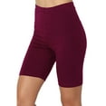 thumbnail image 1 of Lroveb Yoga Shorts for Women, High Waisted Short Leggingsport Solid Mid Thigh Stretch Cotton Span Active Leggings Wine, 1 of 5