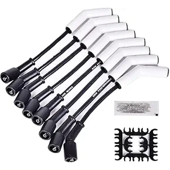 Ls Spark Plug Wires Set 9070C with Extreme 9000 Ceramic Boot, 8pcs Ignition Wire Cable Kit Compatible with GM LS3 LS4 LS7 Engines