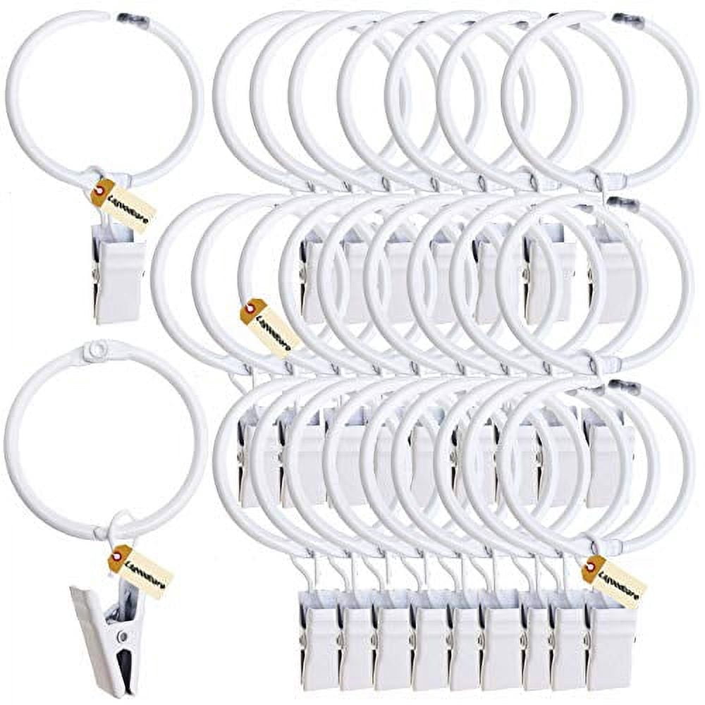 Window Clip Rings Lsgoodcare Openable Curtain Clips with Rings White 2Inch, Strong Metal ...