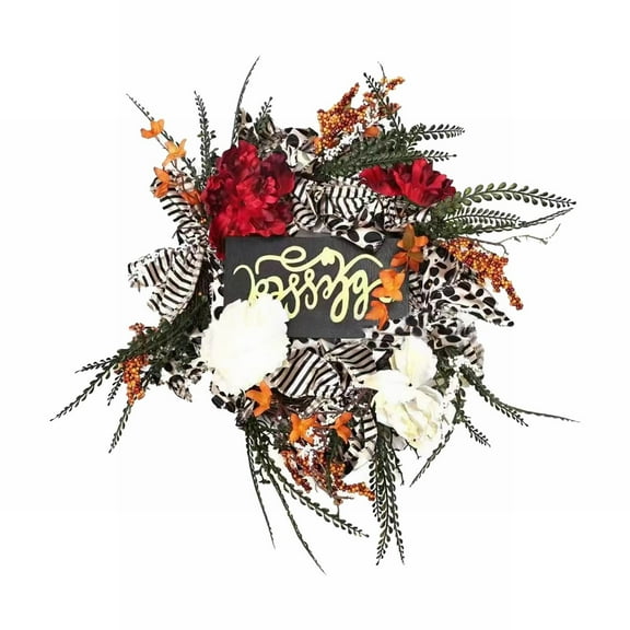 Lshn Fall Wreath, Fall Wreaths for Front Door, Fall Decorations for Home,Autumn Wreath with Pumpkins Maple Leaves for Thanksgiving Decorations Indoor Outdoor Front Porch Fall Decor