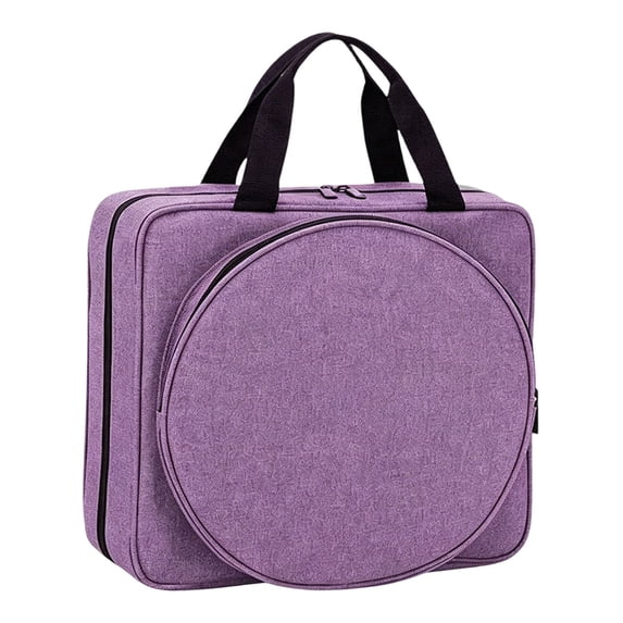 Lshylf Embroidery Project Bag Portable Craft Carry Case For Kits Tools Multiple Pockets Storage,Purple,12.91*11.81 in