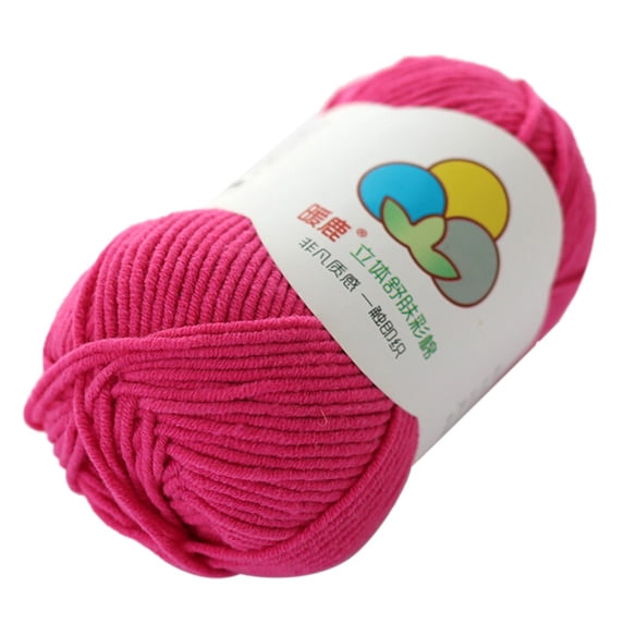Lshylf Hand Woven Milk Cotton 5 Strands Warm Soft Scarf Sweater Yarn(Hot Pink,One Size)