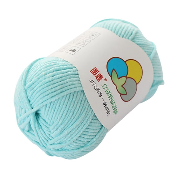 Lshylf Hand Woven Milk Cotton 5 Strands Warm Soft Scarf Sweater Yarn(Light blue,One Size)