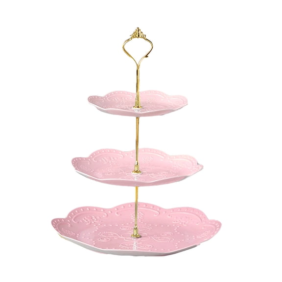 Lshylf Plastic Dessert Stand Cake Display Stand For Party Buffet Serving(Pink*2,One Size*2)