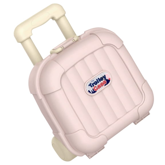 Lshylf Portable Trolley Organizer Box With Wheels Retractable Handle Storage Case For Toys Books Plastic(Pink,6.69*6.69*4.13in)