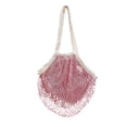 thumbnail image 1 of Lshylf Reusable Mesh Grocery Bags Cotton String Long Handles For Produce Vegetable Storage Cotton(Pink&White,15.75*15.75in), 1 of 9