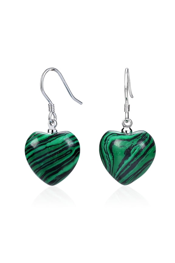 925 Sterling Silver Heart Malachite Earrings for Women Natural Green Stone Malachite Jewelry Gift for Mother