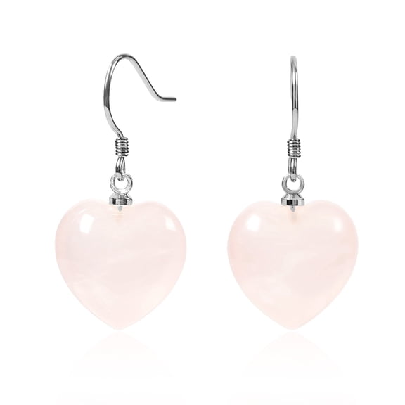 Lsnesstla 925 Sterling Silver Heart Rose Quartz Earrings for Women Natural Pink Stone Rose Quartz Jewelry Gift for Girlfriend