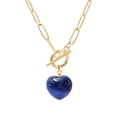 thumbnail image 1 of Lsnesstla Heart Lapis Lazuli Paperclip Toggle Necklace for Women 18K Gold Plated Natural Lapis Lazuli Jewelry Christmas Gift for Mother, 1 of 1