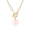 thumbnail image 1 of Lsnesstla Paperclip Toggle Rose Quartz, Rose Quartz Heart Necklace, Stainless Steel, 1, 1 of 1