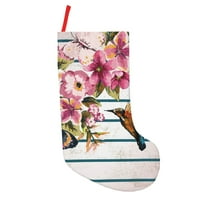 Lsque 18 Inches Bird and Floral Pattern Christmas Stockings Hanging Ornaments,Knitted Xmas Fireplace Hanging Stocking,Holiday Decoration