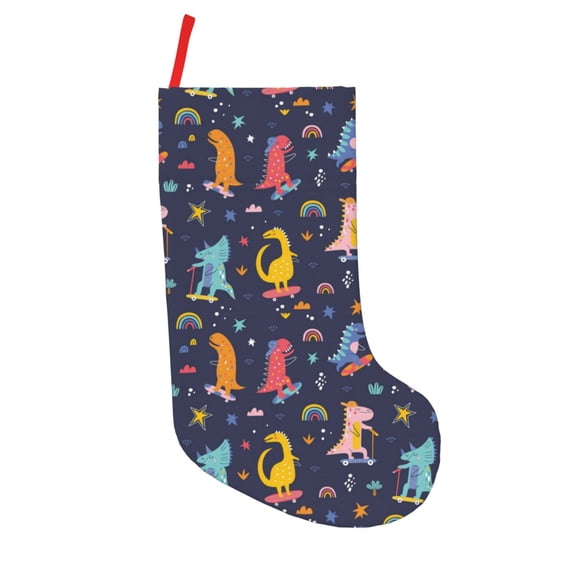 Lsque 18 Inches Cartoon Dinosaur Pattern Christmas Stockings Hanging Ornaments,Knitted Xmas Fireplace Hanging Stocking,Holiday Decoration
