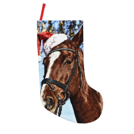 Lsque 18 Inches Christmas Horse Pattern Christmas Stockings Hanging Ornaments,Knitted Xmas Fireplace Hanging Stocking,Holiday Decoration