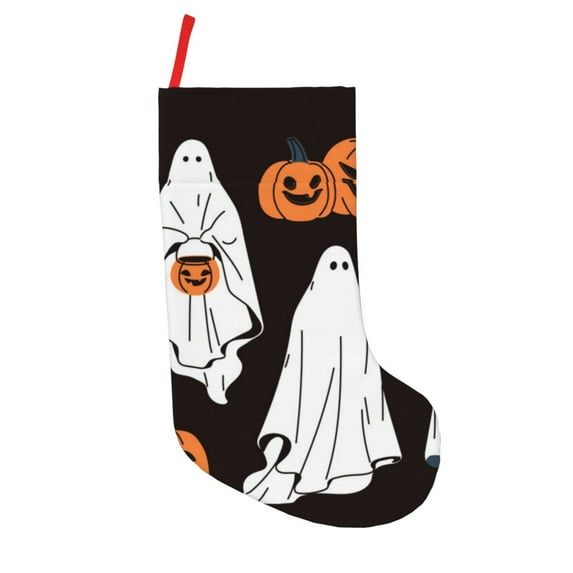 Lsque 18 Inches Halloween Ghosts And Pumpkins Pattern Christmas Stockings Hanging Ornaments,Knitted Xmas Fireplace Hanging Stocking,Holiday Decoration