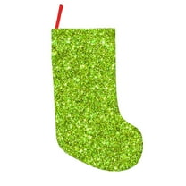 Lsque 18 Inches Lime green glitter Pattern Christmas Stockings Hanging Ornaments,Knitted Xmas Fireplace Hanging Stocking,Holiday Decoration