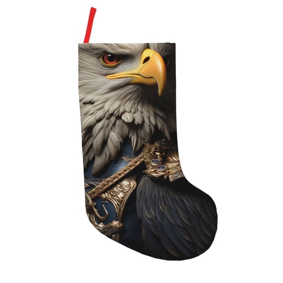 Lsque 18 Inches Noble Style Bald Eagle Pattern Christmas Stockings Hanging Ornaments,Knitted Xmas Fireplace Hanging Stocking,Holiday Decoration