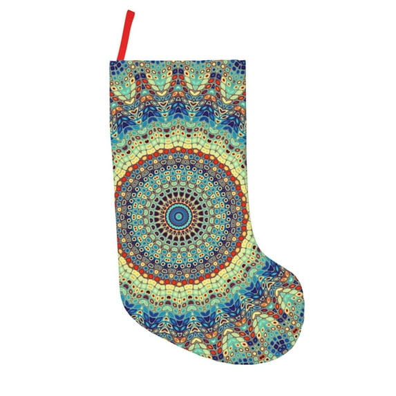 Lsque Round Mandala1 Pattern 18 Inch Christmas Stockings, Festive Holiday Stocking for Christmas Decorations Holiday Decor