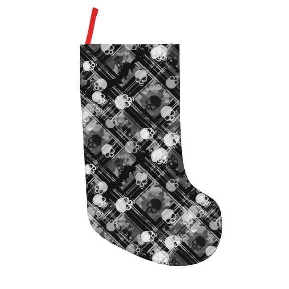 Lsque 18 Inches Seamless Pattern With Skulls Pattern Christmas Stockings Hanging Ornaments,Knitted Xmas Fireplace Hanging Stocking,Holiday Decoration