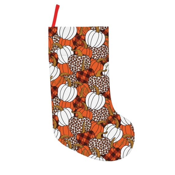 Lsque Various Pumpkins Pattern 18 Inch Christmas Stockings, Festive Holiday Stocking for Christmas Decorations Holiday Decor