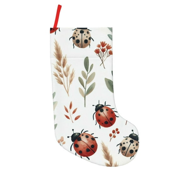 Lsque 18 Inches Watercolor Ladybug Pattern Christmas Stockings Hanging Ornaments,Knitted Xmas Fireplace Hanging Stocking,Holiday Decoration