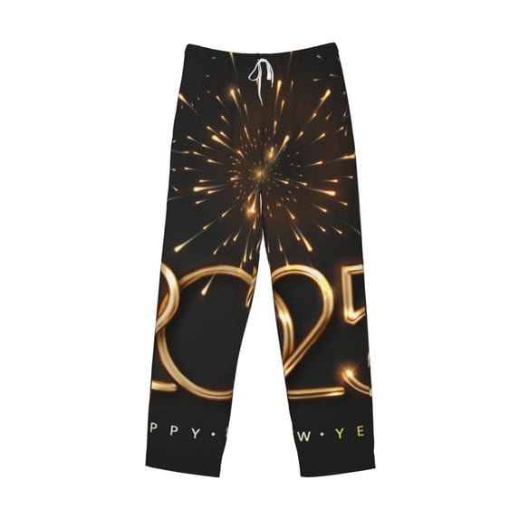 Lsque 2025 Golden On New Year Print Men's Pajama Pants, Lounge Pant - Comfortable Home Wear,Elastic Waistband, Stylish Design-Medium