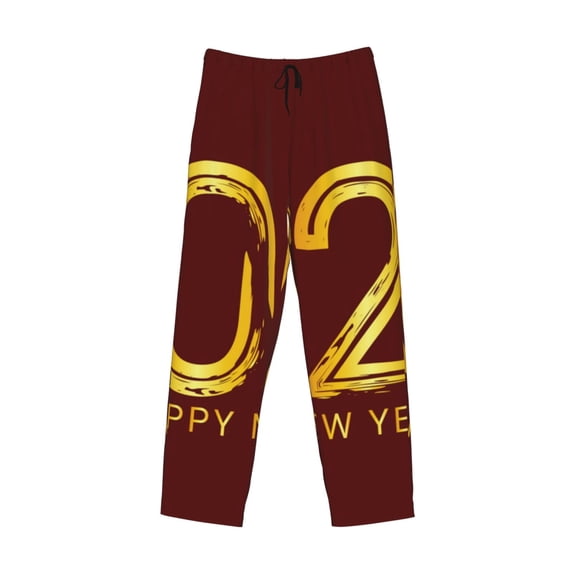 Lsque 2025 New Year 4 Print Men's Pajama Pants, Lounge Pant - Comfortable Home Wear,Elastic Waistband, Stylish Design-Small