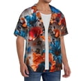 thumbnail image 1 of Lsque 3D Butterfly print Men's Cuban Collar Short Sleeve Shirt Summer Beachwear Casual Button Down Fashionable Vacation Leisure Shirt-Medium, 1 of 7