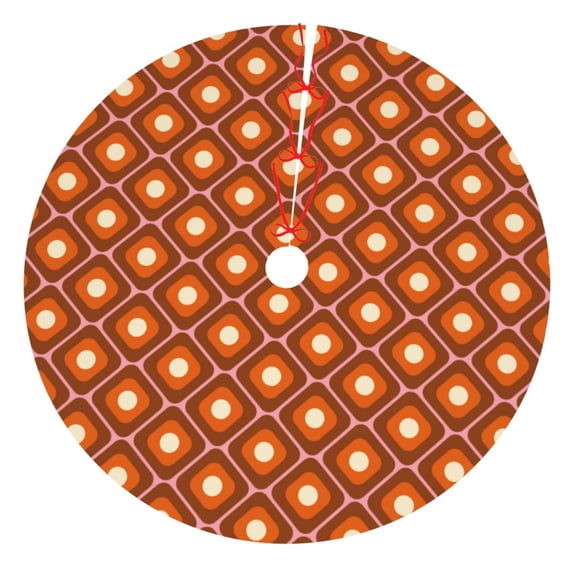 Lsque 60s and 70s Aesthetic Print Christmas Tree Skirt, Tree Skirt with Ties or Velcro, Perfect for Holiday Decorations, Halloween, and New Year-48"