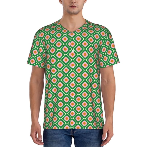 Lsque 60s and 70s Style Pattern Mens Polo Golf Shirts Funny Graphics Shorts Sleeve Button Shirts Baseball T-shirt-4X-Large