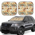 thumbnail image 1 of Lsque 70s Hippie Style 2 PCS Windshield Sun Shade | CarFoldable Window Covers | Car Accessories Reflect UV for Universal Cars SUV Truck | Large, 1 of 7