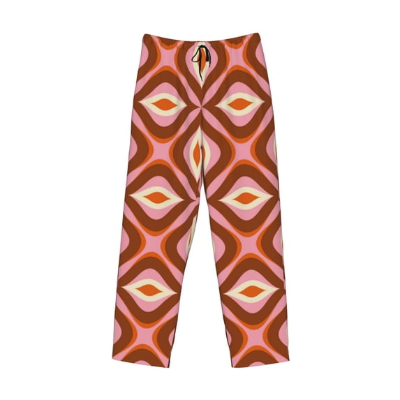 Lsque 70s Retro Style Print Men's Pajama Pants, Lounge Pant - Comfortable Home Wear,Elastic Waistband, Stylish Design-X-Large