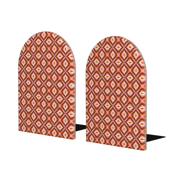 Lsque 70s Retro Style Printed Wood Bookends,Non-Skid Bookend for Shelves,Heavy Duty Support Bookends,Non-Slip Foam Pads for Office, Home, and Library,1 Pair