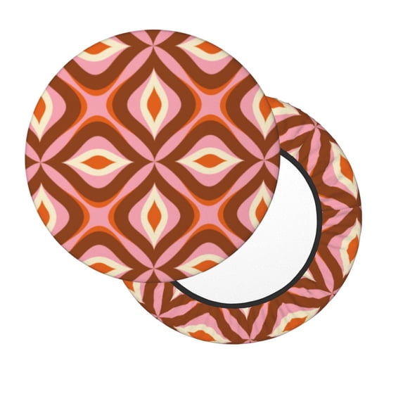 Lsque 70s Retro Style Round Bar chair cushion covers Velvet Fabric Premium Comfort Protects from Scratches and Stains for 14-17 Inch Chair- 14 inch
