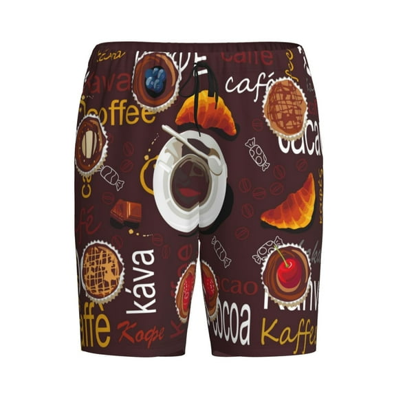 Lsque A Cup Of Black Coffee On A Saucer Mens Sleep Pajama Shorts,Short Pajama Pants, Cotton Ultra-Soft Knit-3X-Large