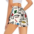 thumbnail image 1 of Lsque Aabstract Eyes Printed Women's Running Shorts with Liner Pockets,Elastic Quick Dry Workout Athletic Gym Yoga Shorts,Womens High Waist Shorts-Small, 1 of 9