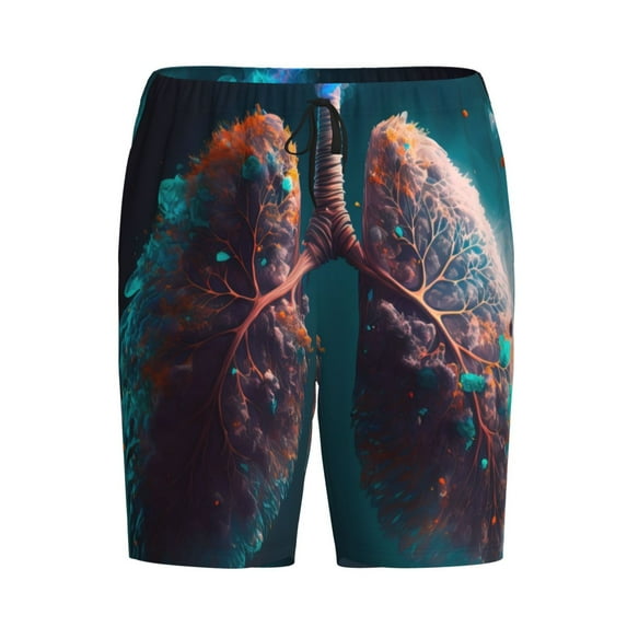 Lsque Abstract Botanical Heart Mens Sleep Pajama Shorts,Short Pajama Pants, Cotton Ultra-Soft Knit-3X-Large