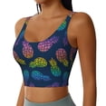 thumbnail image 1 of Lsque Abstract Bright Pineapple Fruit Retro Printed Women'S Sports Bra, Compression, Moisture Wicking, High-Impact Sports Bra For Women,Supportive sports bra-Medium, 1 of 9