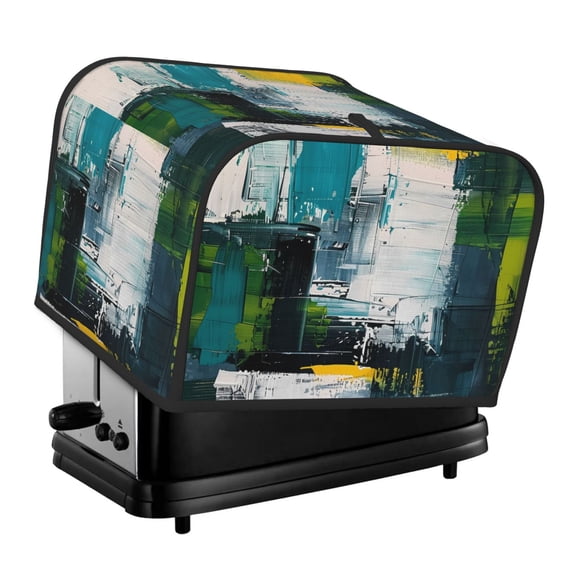 Lsque Abstract Brushstrokes Green Blue Print 4 Slice Toaster Cover , Kitchen Appliance Dustproof Protector , Toaster Protector Dustproof Kitchen Appliance Cover