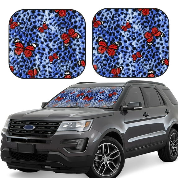 Lsque Abstract Colorful Butterflies 2 PCS Windshield Sun Shade | CarFoldable Window Covers | Car Accessories Reflect UV for Universal Cars SUV Truck | Small