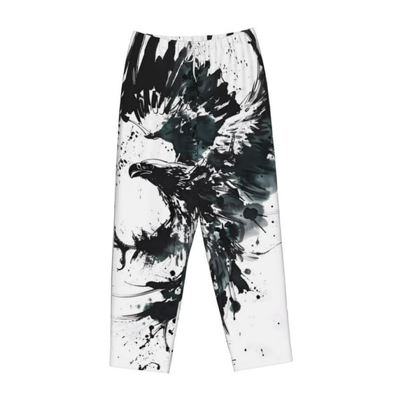 Lsque Abstract Eagle Ink Print Women's Pajama Pants, Lounge Pant - Comfortable Home Wear,Elastic Waistband, Stylish Design-X-Large