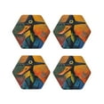 thumbnail image 1 of Lsque Abstract Funny Duck Pattern 4" Drink Coasters Set of 4, PVC Leather Absorbent Coasters, Table Coaster Set Decorative Coffee Cup Coasters Housewarming Gift -Hexagon, 1 of 6