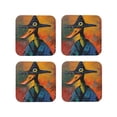 thumbnail image 1 of Lsque Abstract Funny Duck Pattern 4" Drink Coasters Set of 4, PVC Leather Absorbent Coasters, Table Coaster Set Decorative Coffee Cup Coasters Housewarming Gift -Square, 1 of 6