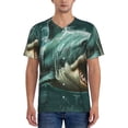 thumbnail image 1 of Lsque Abstract Geometric Shark Pattern Mens Polo Golf Shirts Funny Graphics Shorts Sleeve Button Shirts Baseball T-shirt-4X-Large, 1 of 7