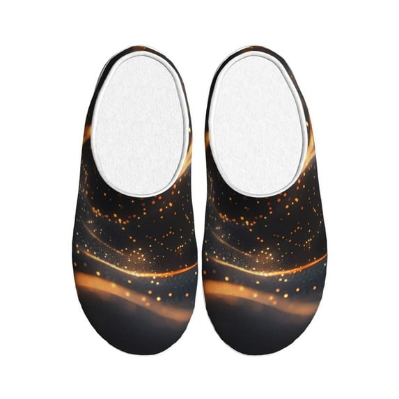 Lsque Abstract Glowing Wave Pattern Pattern Womens Comfort Cotton on Scuff With Memory Foam and Anti-skid Sole Slipper-39/40