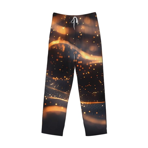 Lsque Abstract Glowing Wave Pattern Print Men's Pajama Pants, Lounge Pant - Comfortable Home Wear,Elastic Waistband, Stylish Design-Small