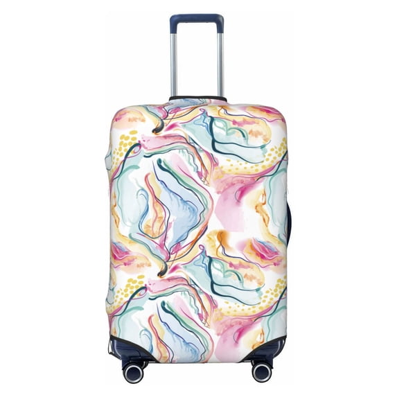 Lsque Abstract Marble Texture Printed Luggage Cover, Travel Luggage Protector,Scratch and Dirt Resistant, Fits 18-32 Inch Luggage - Small