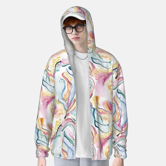 Lsque Abstract Marble Texture UPF 50+ Lightweight Sun Protection Men's Women's Long Sleeve Shirt, Hoodie Performance -3X-Large