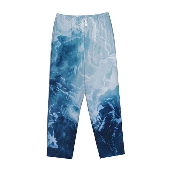 Lsque Abstract Ocean Waves Print Women's Pajama Pants, Lounge Pant - Comfortable Home Wear,Elastic Waistband, Stylish Design-Medium